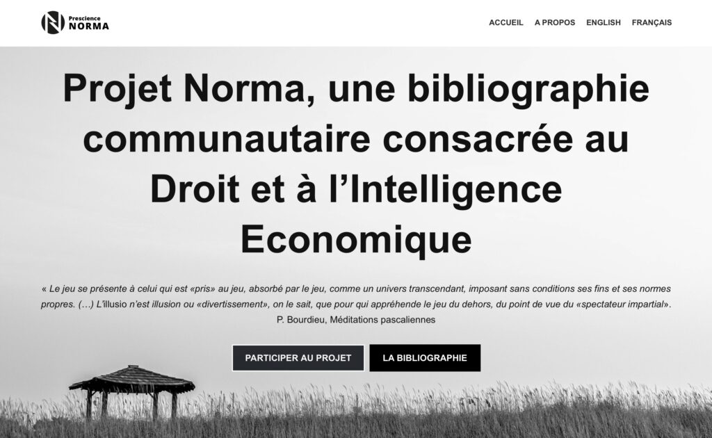Site du projet Norma, la bibliographie communautaire en intelligence juridique