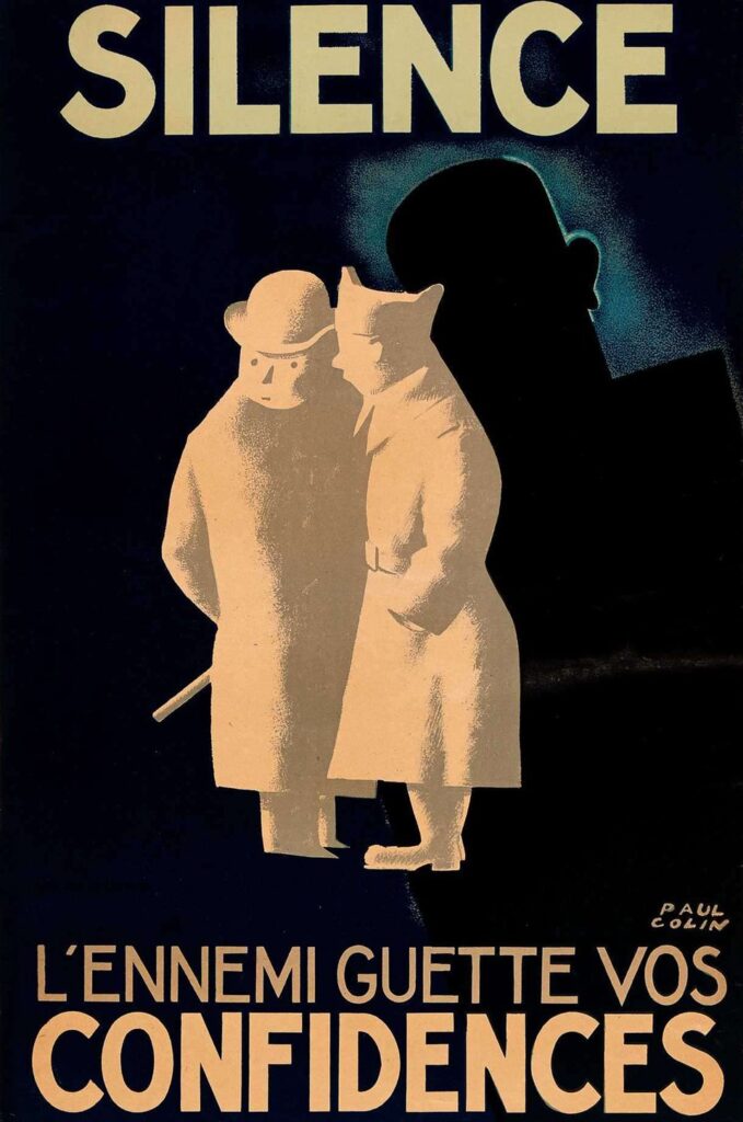 Affiche Paul Colin, 1940 « Silence, l’ennemi guette vos confidences »